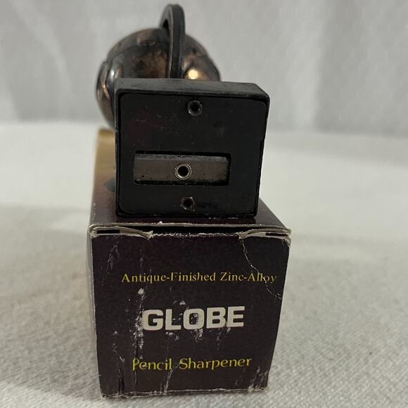 Vintage Antique Finished Zinc-Alloy Miniature Globe Pencil Sharpener - Picture 2 of 4